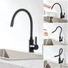 Flexible Kitchen Faucet Black 360° Rotatable Kitchen Sink Mixer Tap with Silicone Hose, Removable Aerator