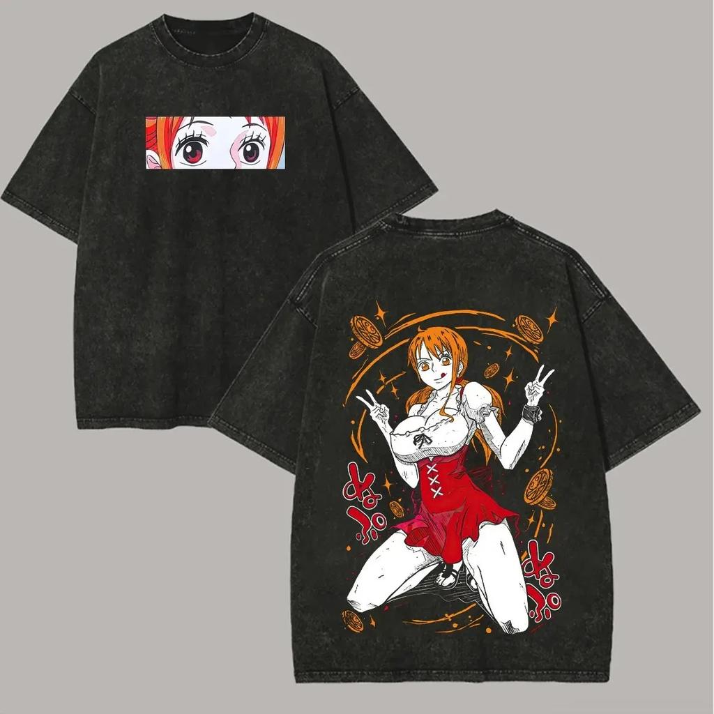 Hot Sale One Piece Boa Hancock Graphic Print T-Shirt Men Women Streetwear Hip Hop Harajuku Fashion Vintage Washed Cotton Summer New Tee Oversized Top