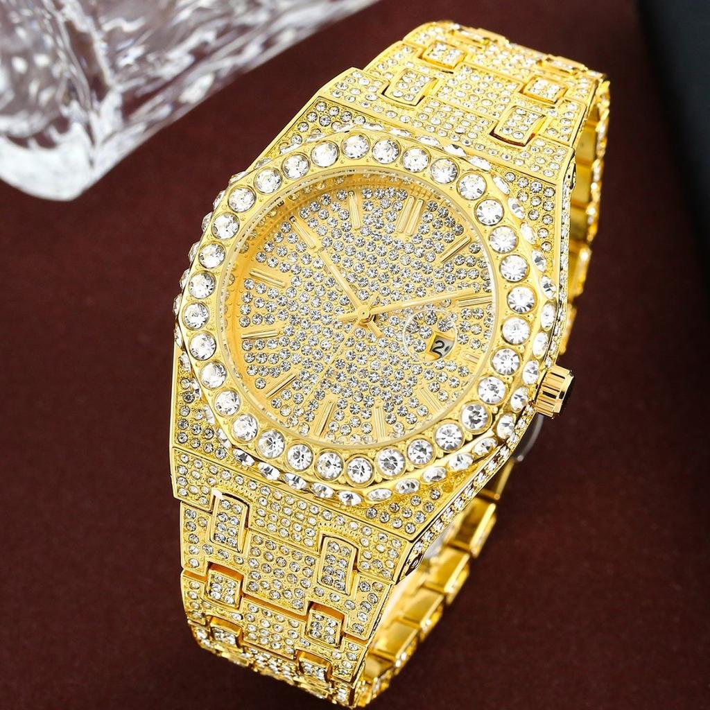 DENVOSI Men's Iced Out Diamond Watch Quartz Starry Sky Bling Luxury Wristwatch
