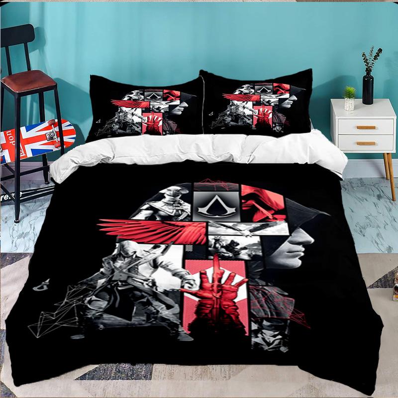 3PCS Assassin Bedding Set,Including 1pc Duvet Cover And 2pcs Pillowcases Perfect for Bedroom, Dormitory, Large size Fan Christmas gift