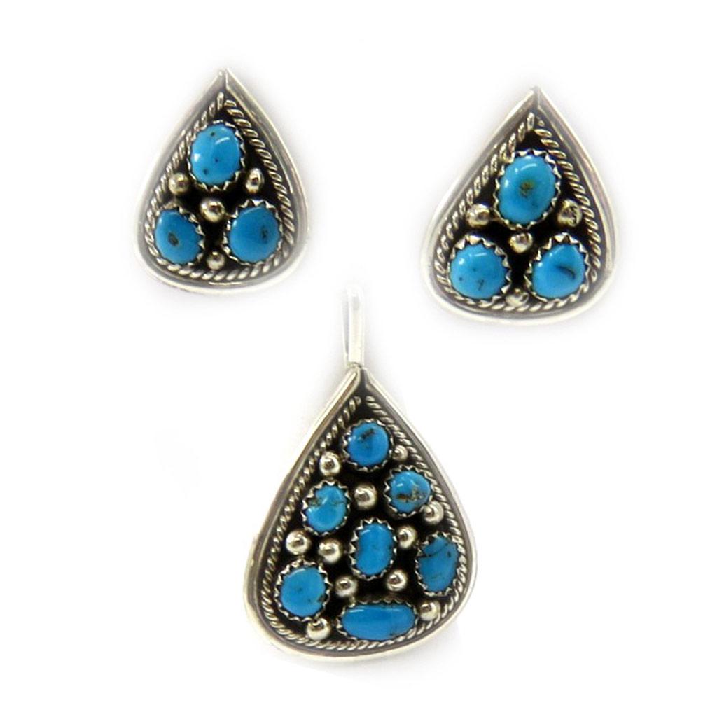 Les Trésors De Lily [E5538] - Parure Argent 'Navajos' Turquoise