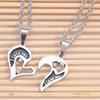 1 Pair Couple Necklace I Love You Rhinestone Inlaid Unisex Heart Shape Pendant Lover Necklace for Anniversary