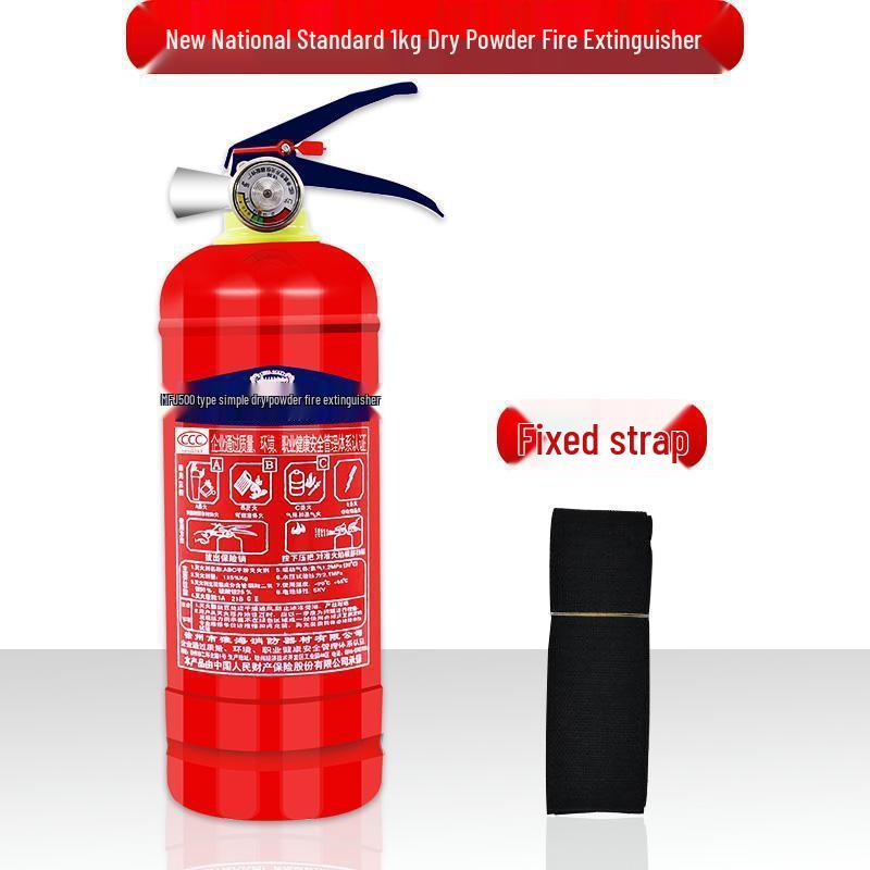 1kg Trockenpulver Handfeuerlöscher mit Feuerwarnschild und Jahresinspektionsset für Fahrzeuggebrauch