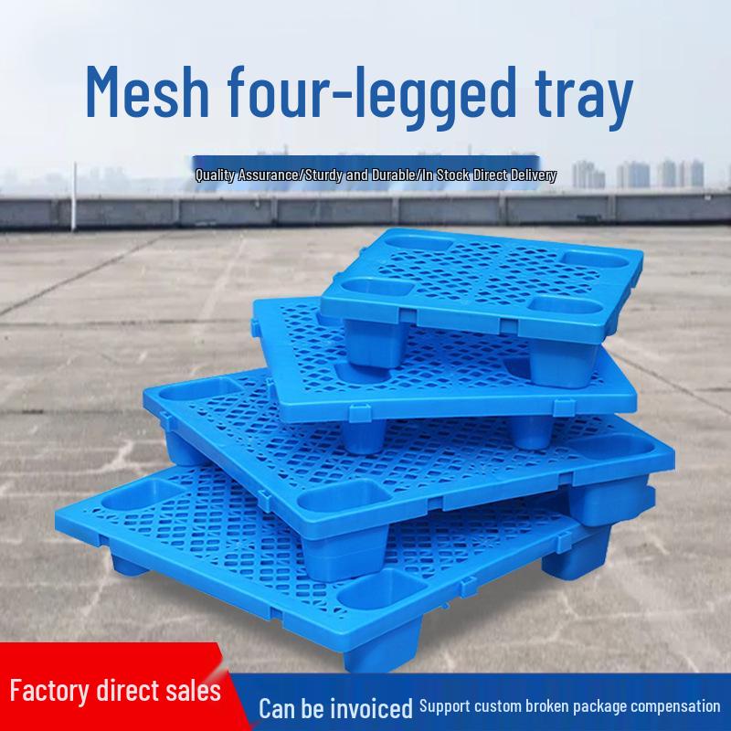 Warehouse Grid Plastic Pallet: Thickened Moisture-Proof Single-Sided Floor Mat for Logistics.