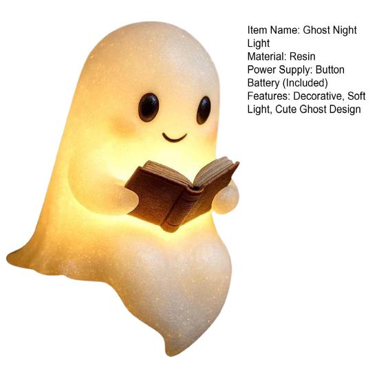Ghost Night Light Desk Ghost Reading Book Lamp Cartoon Ghost
