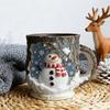 Festive Christmas Mug 3D Tree Bark Texture Themed Santa Reindeer Coffee Cup Resin Holiday Decor Novelty Gifts