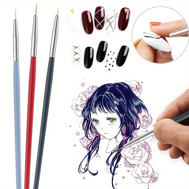 3pcs Set of Three Fine Line Nylon Brushes with Wooden Handles for Watercolor, Oil, And Acrylic Painting