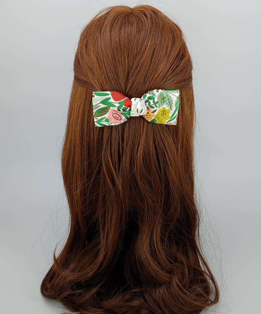 Maia Rose Jacquard Ribbon Pin - Green