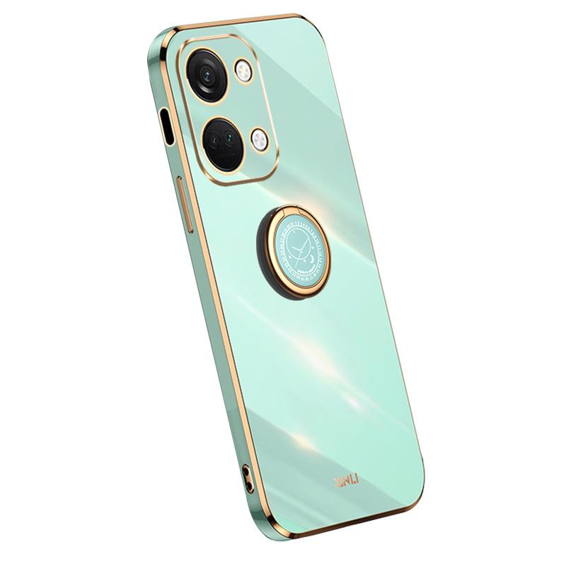 

XINLI For OnePlus Nord 3 5G/Ace 2V Ring Holder Kickstand TPU Case Electroplating Phone Cover Cyan