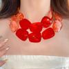 Irregular Acrylic Beaded Double-layer Necklace Exaggerated Clavicle Chain Beaded Necklace  Gift