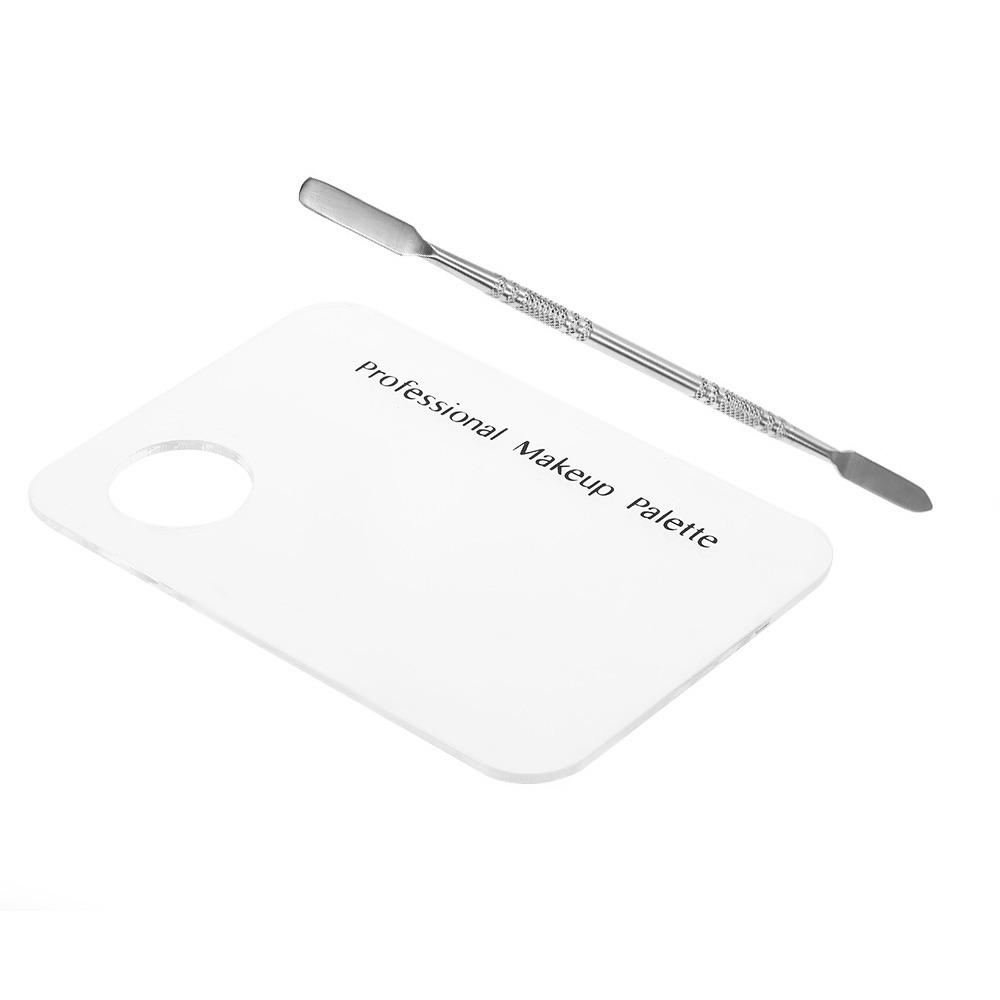 Stainless Steel Nail Art Palette With Spatula Tool Stainless Steel Palette  For Pigment Blending