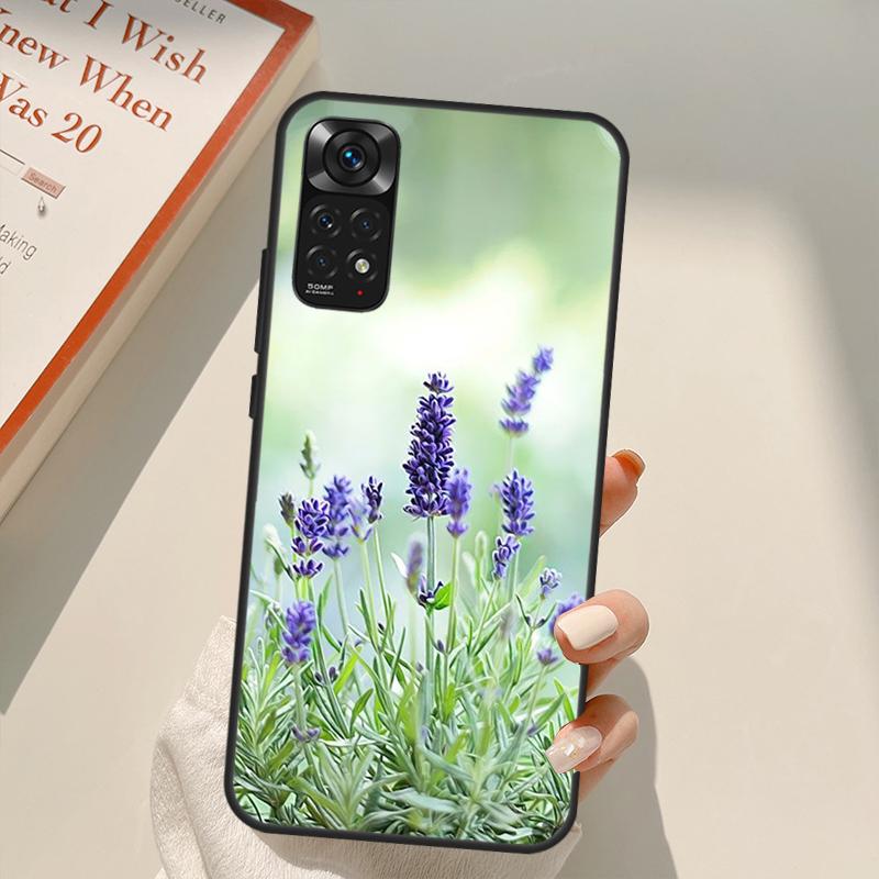 Lavender Purple Flower Case For Xiaomi Redmi Note 11 10 9 8 Pro Note 11S 10S 9S 8T K50 K40 9A 9C 10A 10C Cover
