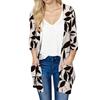 Women's Fashion Loose Casual Pocket Printed Cardigan Seven Sleeve Jacket Top