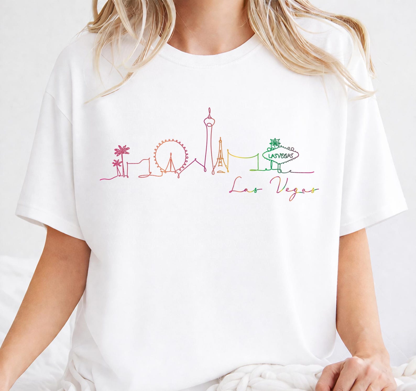 Las Vegas Shirt Las Vegas Skyline Tshirt Rainbow Shirt LGQBT Pride Shirt Las Vegas Bachelorette Vegas Wedding Vegas Girls Trip Souvenir M