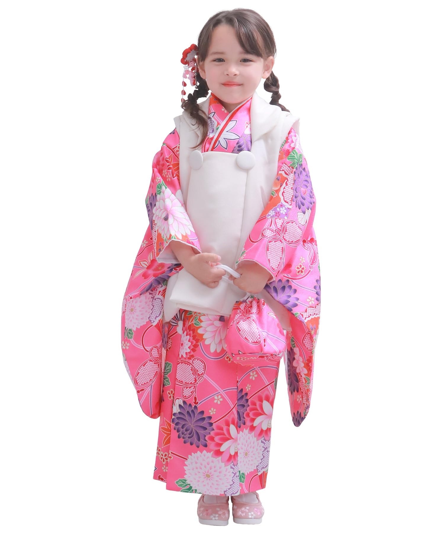 

Кимоно для девочки Ситигосан раздельный полный комплект 753 набор Юмэми [KYOETSU] [Кёэцу] двухпредметный набор для 3-летней девочки, хаори, аксессуары, 4 предмета (5. Момошика,