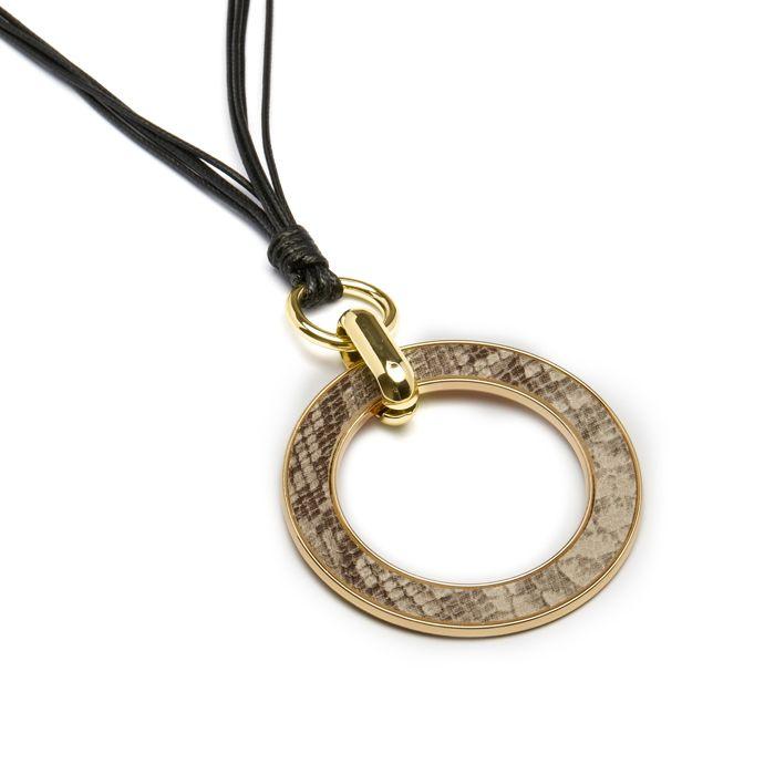 Collier en cuir noir Luxenter fini en or jaune 18K - Phiae