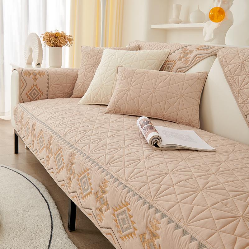 Bavlněný potah na pohovku do obývacího pokoje Geometrie Bohémský Univerzální podložka na pohovku Ručník Kostkovaný Protiskluzový potah na pohovku Polštář Domácí přehozy