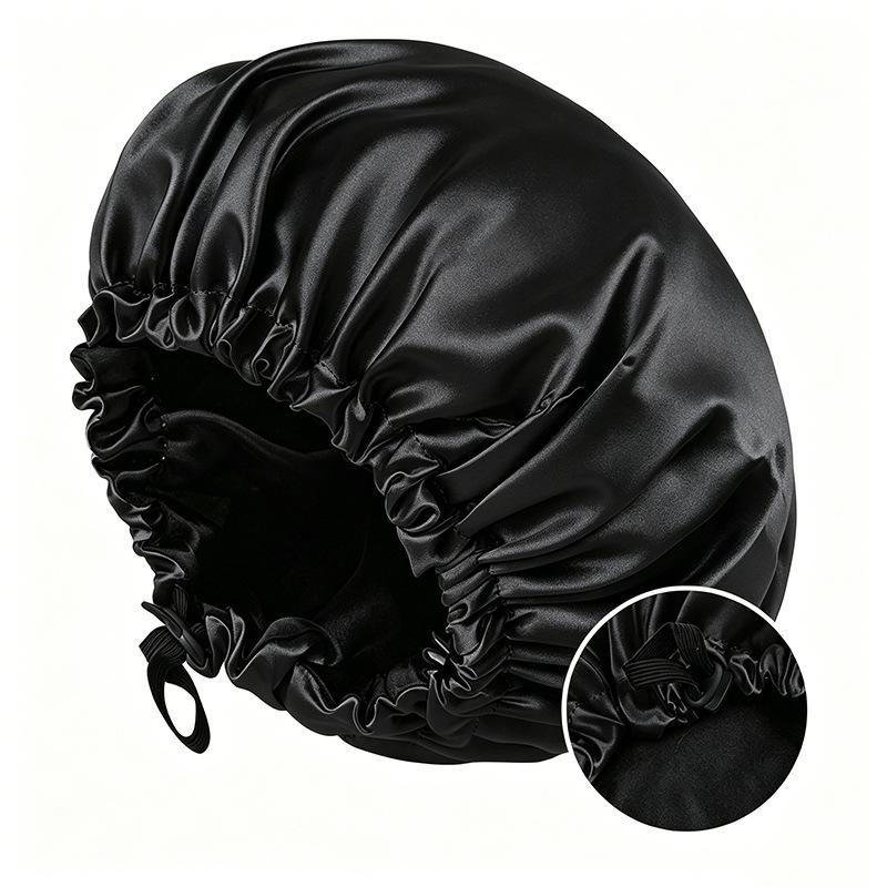 Satin nightcap double button adjustment satin nightcap, women's beauty hair care cap, shower cap