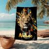 Custom Name Ultra-Soft Beach Towel with Lion Theme,Ideal for Pool - Camping, Diving - Perfect Travel Essential, Vibrant Beach Towel.