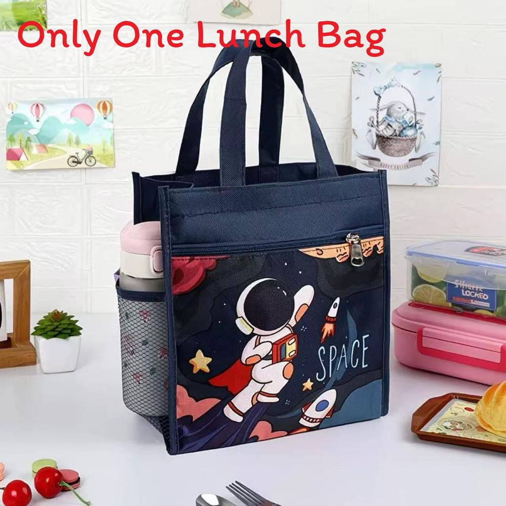 Kids Portable Canvas Lunch Box With Material For School And Outdoor Use