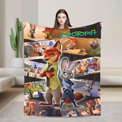 Zootropolis Deka Fleece Textil Dekor Judy Hopps Nick Wilde Prodyšná Super Hřejivá Přehozová Deka na Pohovku Kancelář Prošívaná