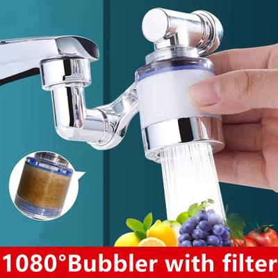Universeller drehbarer multifunktionaler Verlängerungshahn-Belüfter 1080° Drehung Wasserhahn-Sprüher ABS-Sprühkopf Wasserfilter Spüle Fi