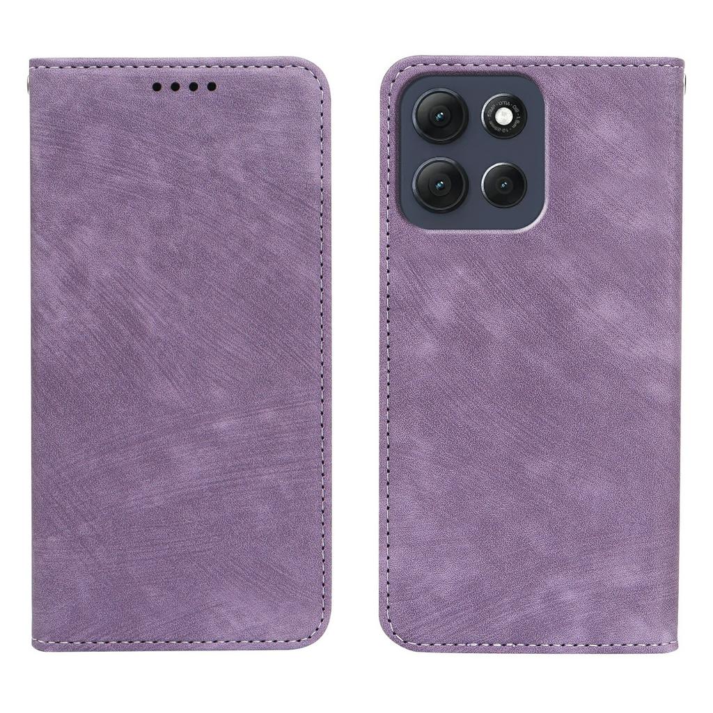 For Motorola Moto G86 5G Case Strong Magnetic Leather Wallet Phone Cover with Striped Texture