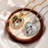 Luxurious Zircon Heart-Shaped Pendant Necklace Customised With Photos Of Your Family And Friends Women's Custom Photos Jewelery