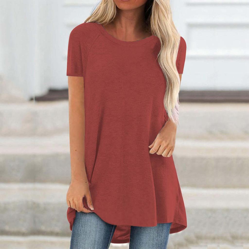 2024 Summer Plus Size Women’s Round Neck T-Shirt, Solid Color, Southeast Asian Fashion