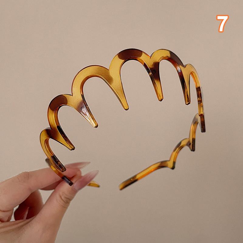 Elegant Solid Color Wave Hairbands For Women Trendy Toothed Non-Slip Hair Combs Hair Accessories Girl Face Wash Sports Headbands