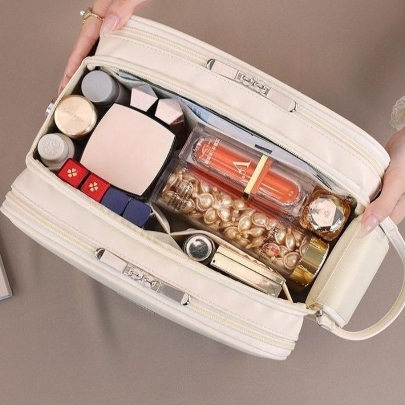 Sminkväska med stor kapacitet, bärbar, för utomhusbruk, resor, kosmetisk organizer, multifunktionell necessär för smink och hygienartiklar