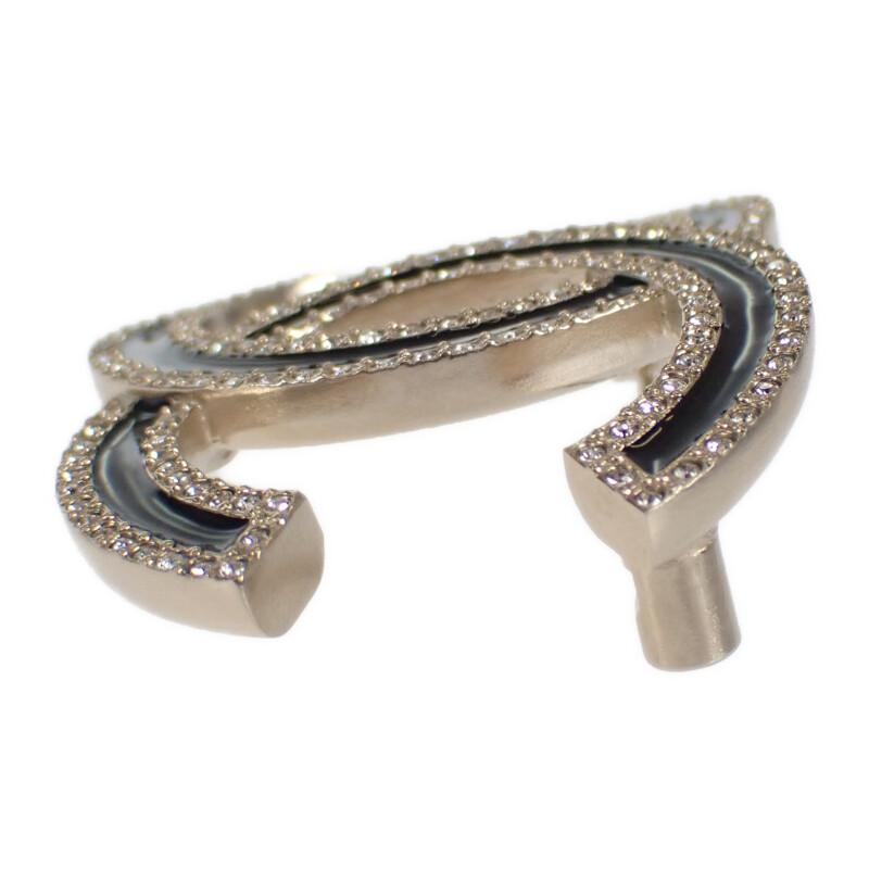 Chanel Brosche Gold/Schwarzmetall/Kristall Damen