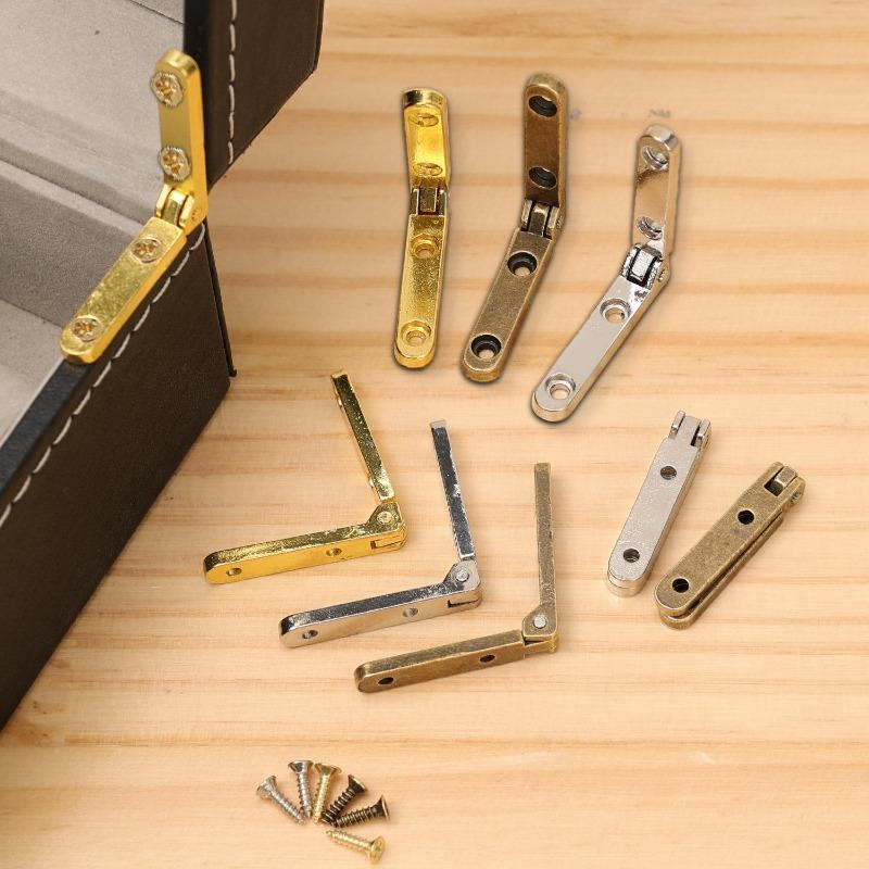 Mini Zinc Alloy Hinges Heavy Duty Folding 90 Degree Hinges With Screws For Wooden Box Jewellery Case Furniture Hardware Hinge