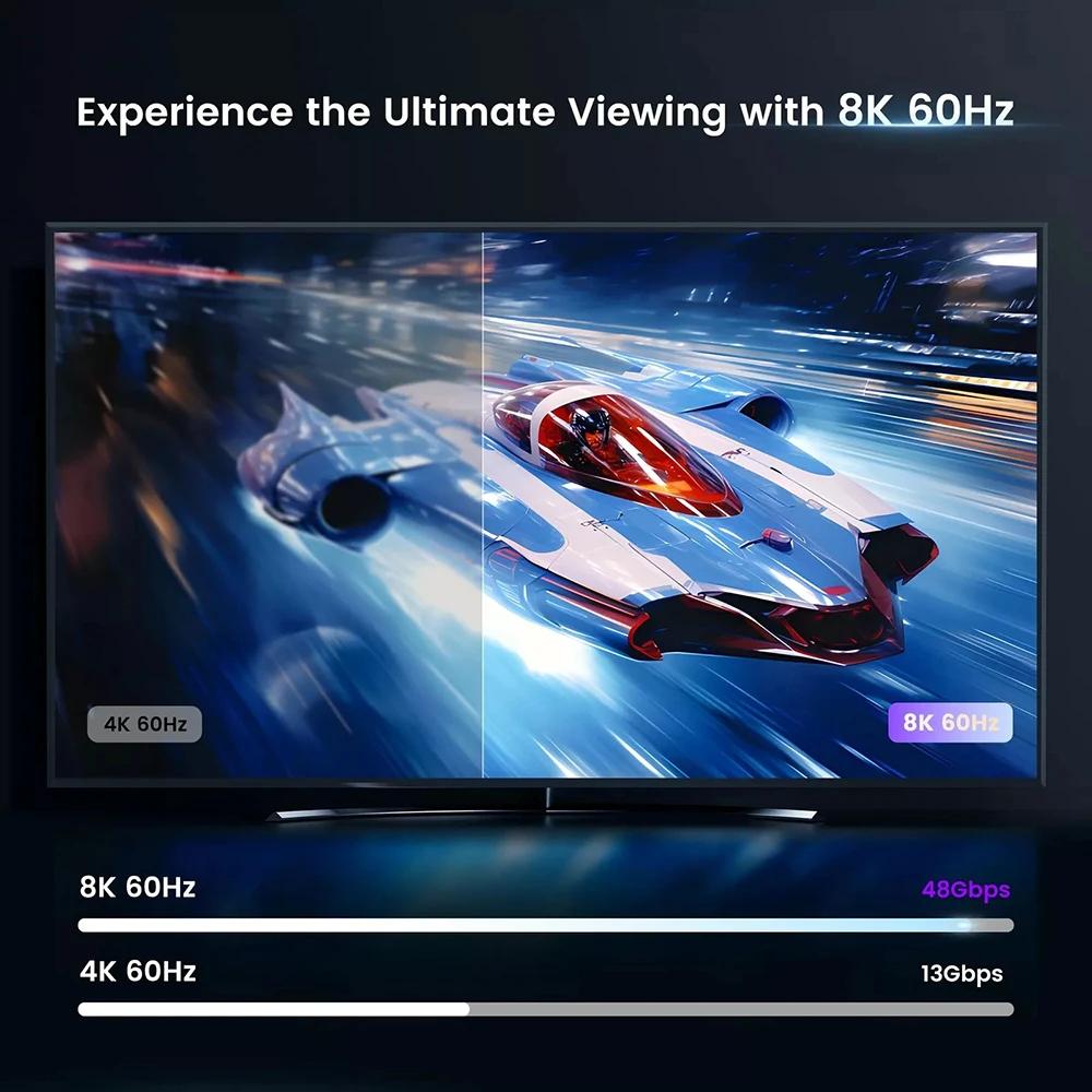 Q8Q3-3 HDMI 2.1 Switch 3x1 8K 4K 120Hz HDR Audio Video Synchronizer for Gaming/Home Theater