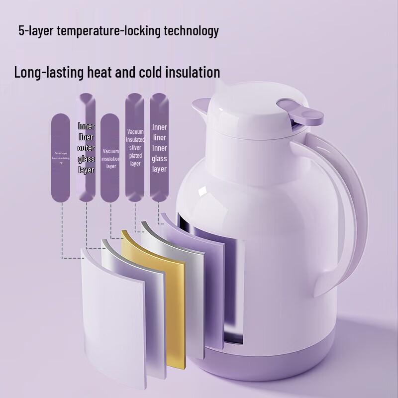 JEKO&JEKO 1.7L Digital Display Glass Liner Thermos