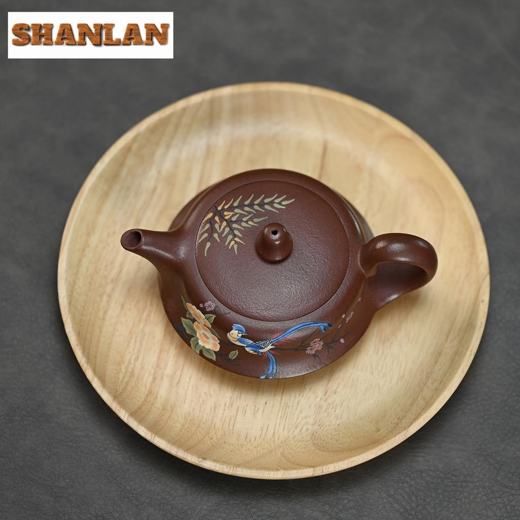 200ml Yixing Purple Clay Teapots Handmade Curve Pot Raw Ore Di Cao Qing Mud Kettle With Strainer Zisha Tea Set Drinkware Craft
