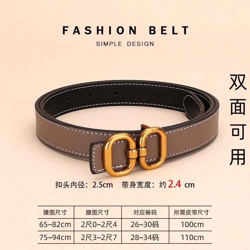 Womens Genuine Leather Belt With Geometric Buckle Stylish Casual Waistband Jeans Office Daily Wear