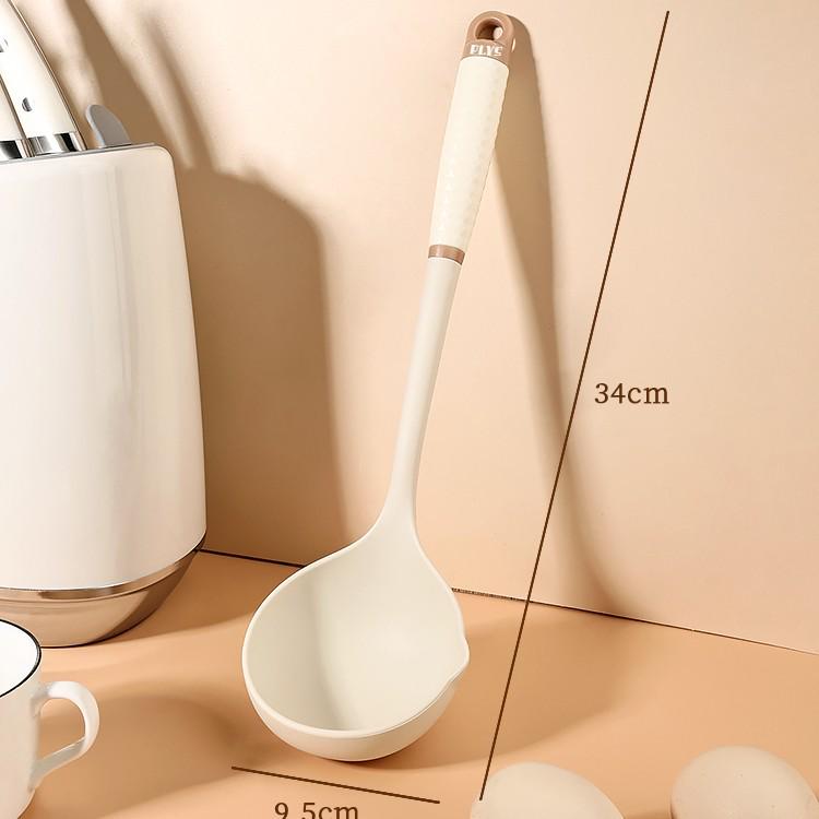 Silicone High-Temp Resistant Soup Ladle & Non-Stick Porridge Spoon with Anti-Scalding Handle.