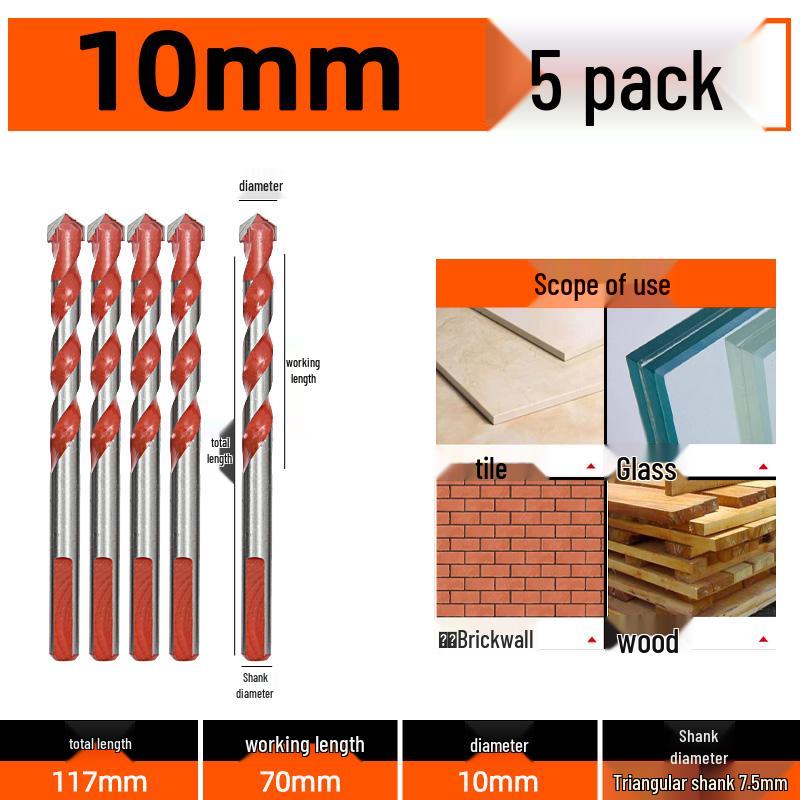 6mm Alloy Triangle Drill Bit for Concrete, Glass, and Cement
