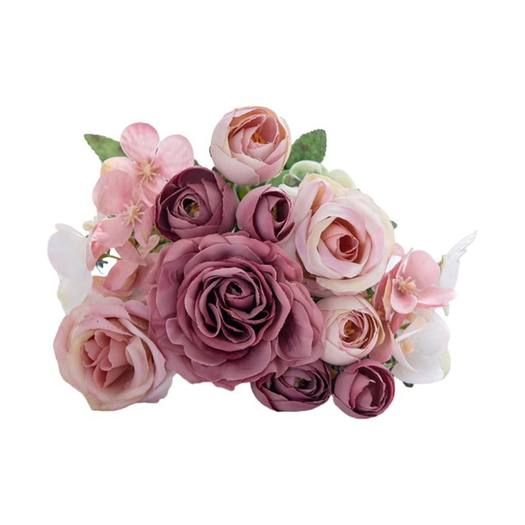 Elegant 7 Heads Realistic Silk Roses Bouquet Artificial Flower For Wedding Home Decoration Photography Props