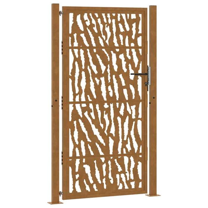 VidaXL Porte de jardin acier résistant aux intempéries design tracés, porte de clôture, porte extérieure, porte en métal, 4100987