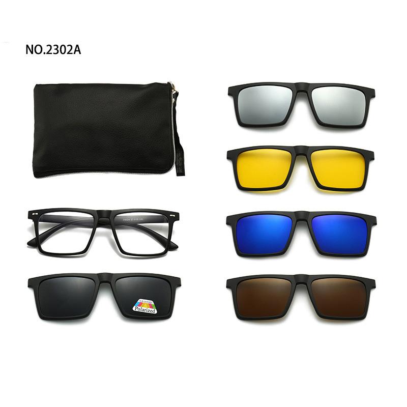 6 In 1 Men Women Optical Magnetic Sunglasses Clip Magnet Clip on Sunglasses Polaroid Clip on Sun Glasses WIth Box