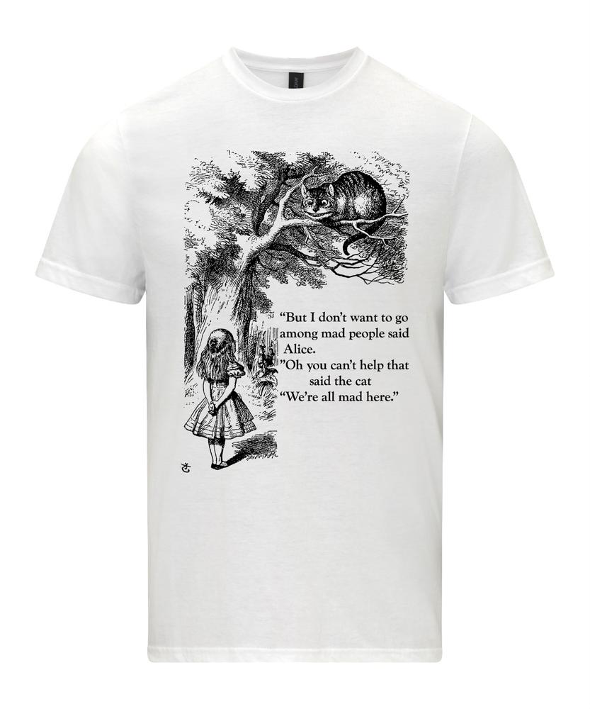 Were all mad here TShirt Cheshire cat Alice in Wonderland Shirt J Tenniel 2XL