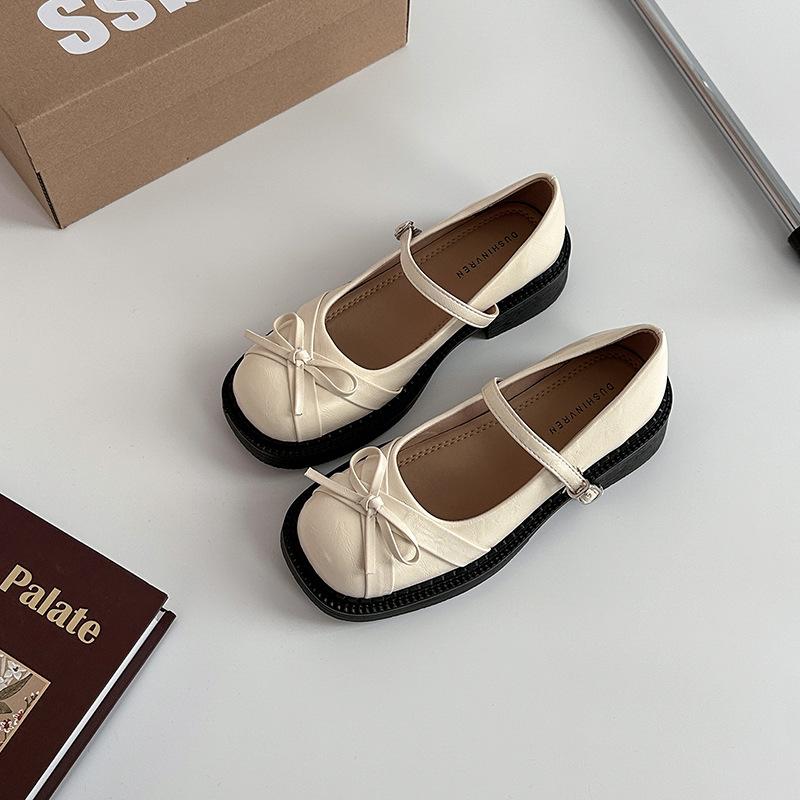 Silver Light-mouth Bow Mary Jane Single Shoes Women's Summer Fashion New Thick-soled Skirt Small Leather Shoes