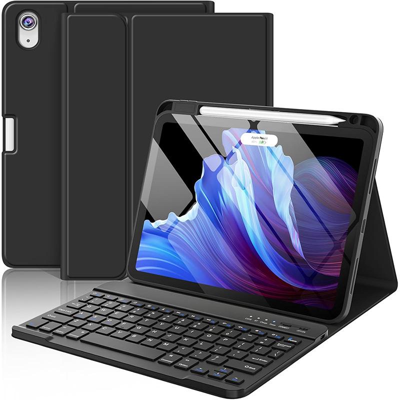 iPad 11th Gen Bluetooth Leather Keyboard Case with Pen Slot, 10.9 Inch