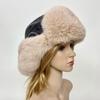 Men's 100% Natural Rabbit Fur Bomber Hats Winter Russian Man Warm Real Sheepskin Leather Hat Male Real Fur Rabbit Fur Caps
