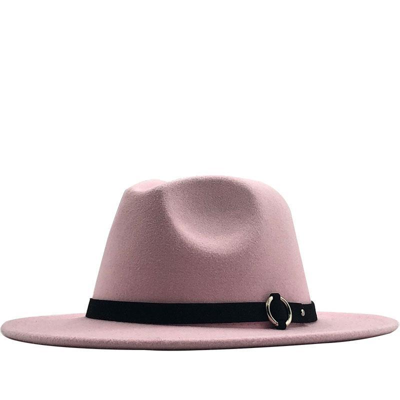 Autumn and Winter New Woolen Top Hat Flat-brimmed Big Eave Hat Versatile Straight-edged Jazz Hat Church Hat