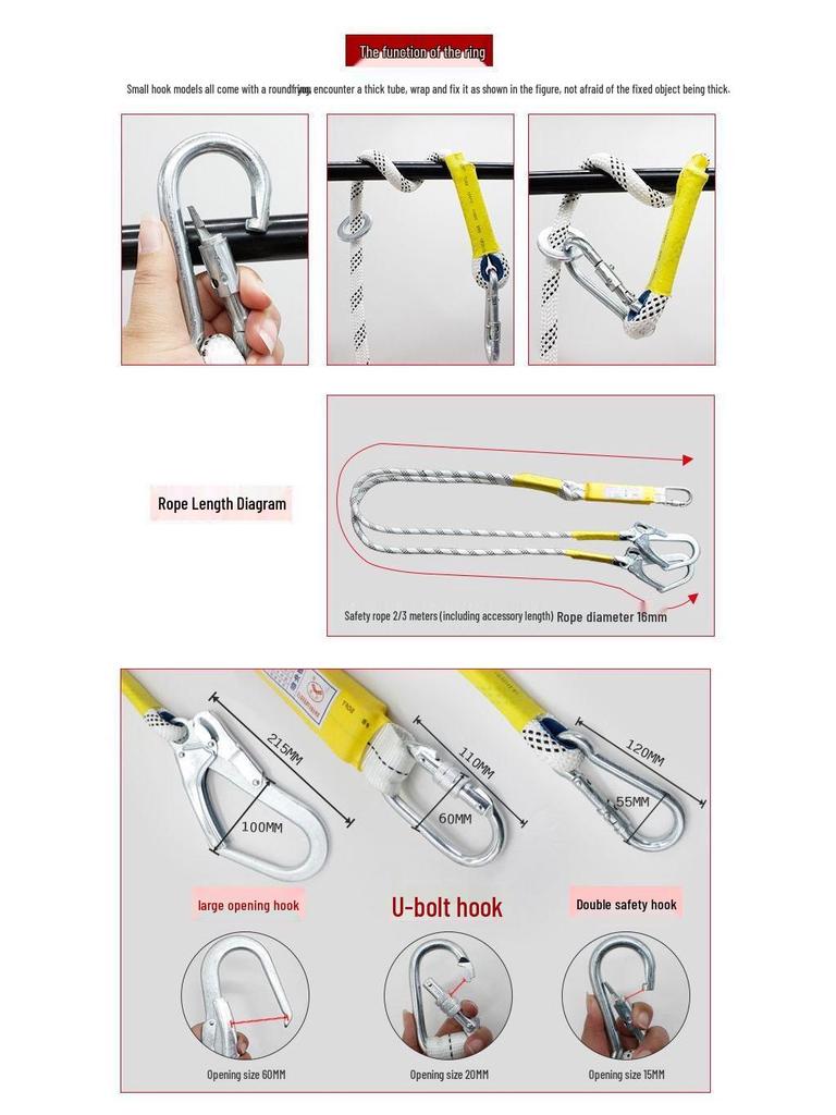 Professional Full Body Electrician Harness with Double Hook and Five-Point System