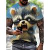 Summer Round Neck 3D Print Funny Animal Pattern Top Fashionable Casual Short Sleeved Men's T-shirts