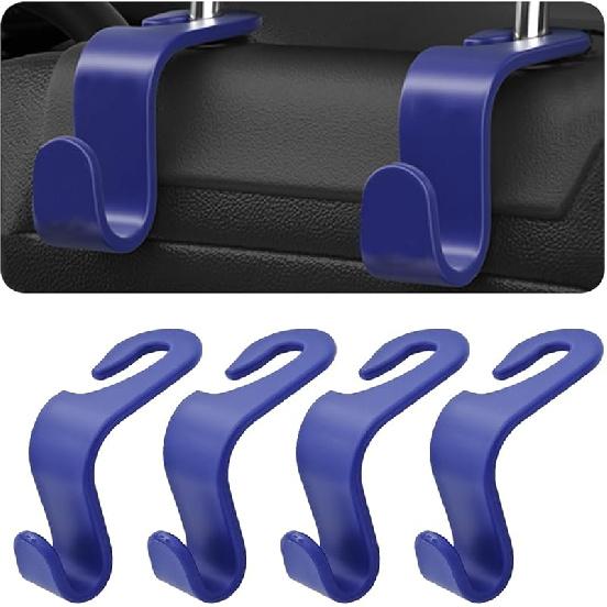 Car Back Seat Headrest Hooks, 4 Pack Black Stylish Back Seat Hanger For Car Handbag Clothes Coats Grocery Bags, Car Interior Accessories (Black2)